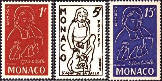 Humour mongasque qui colorie les trois timbres tricolores  l