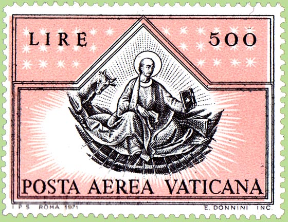 Timbre de la poste arienne de la Cit du Vatican (1971)Troisime valeur d