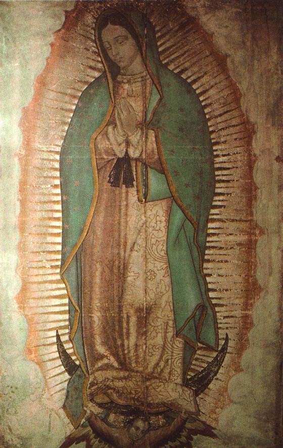 Image de la Sainte Vierge apparue miraculeusement sur le  manteau  du mexicain Juan Diegodevant l