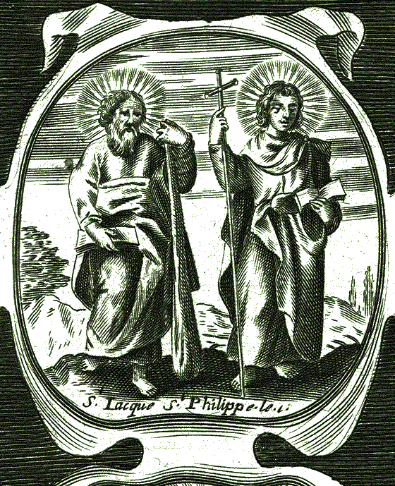 Les Aptres saint Jacques le Mineur et saint Philippe. Les Fleurs de la Vie des Saints , par le P. Antoine Girard, s.j., Paris - 1657. (Coll. prive)