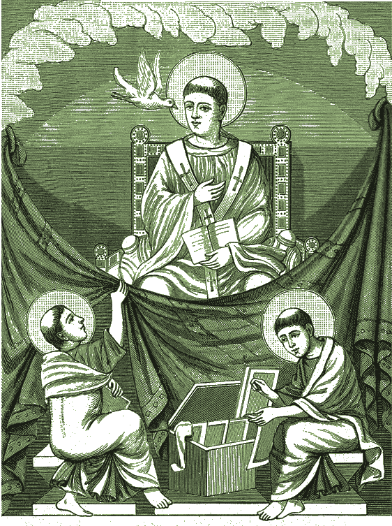 Saint Augustin de Cantorbry reoit les instructions du Pape saint Grgoire le Grand pour vangliser les Anglo-Saxons.