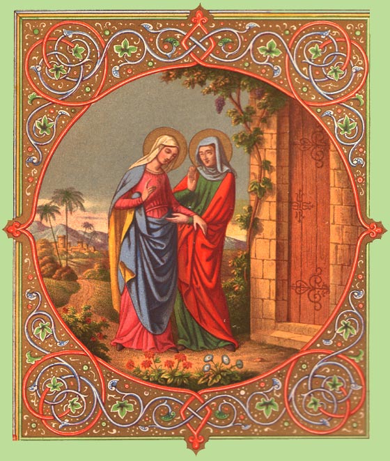 La Visitation de la Bienheureuse Vierge Marie à sainte Élisabeth sa cousine (détail).
