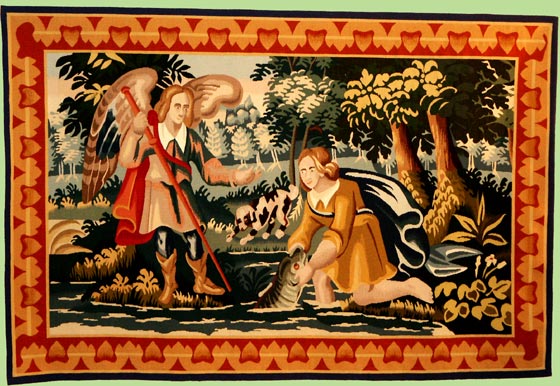 Saint Raphal indiquant au jeune Tobie de pcher un poisson pour en extraire le fiel. 