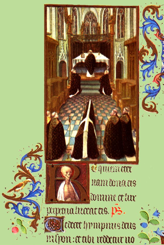  Requiem ternam dona eis Domine : et lux perpetua luceat eis.   Te decet hymnus, Deus, in Sion : et tibi reddetur votum  (Introt de la Messe des Morts)