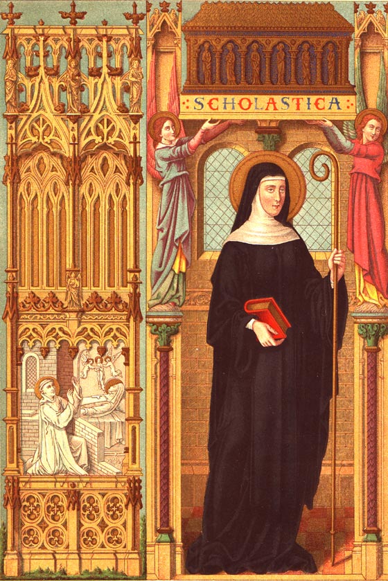 Sainte Scolastique, sœur de saint Benoît.