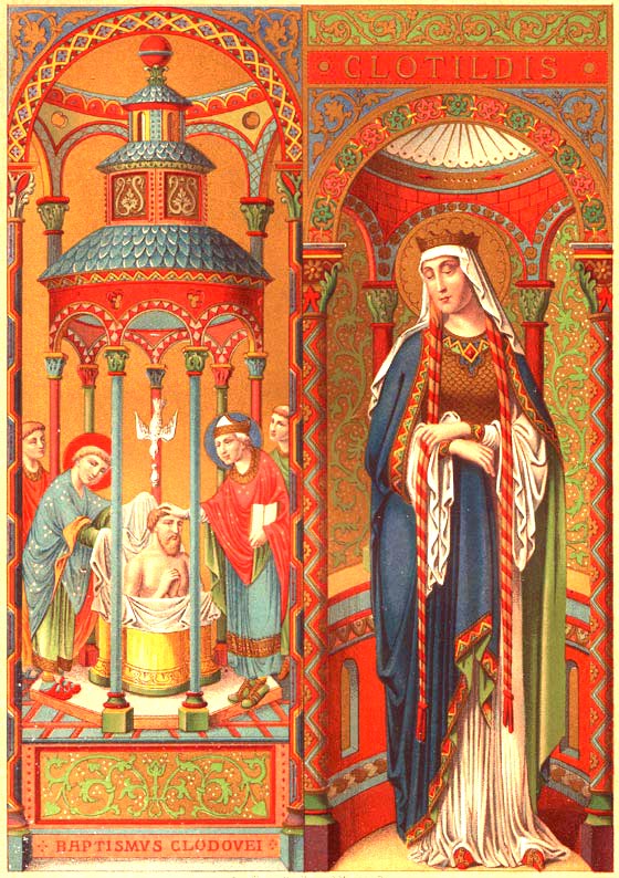 Sainte Clotilde et le Baptme de Clovis par saint Remi  Reims en 496.